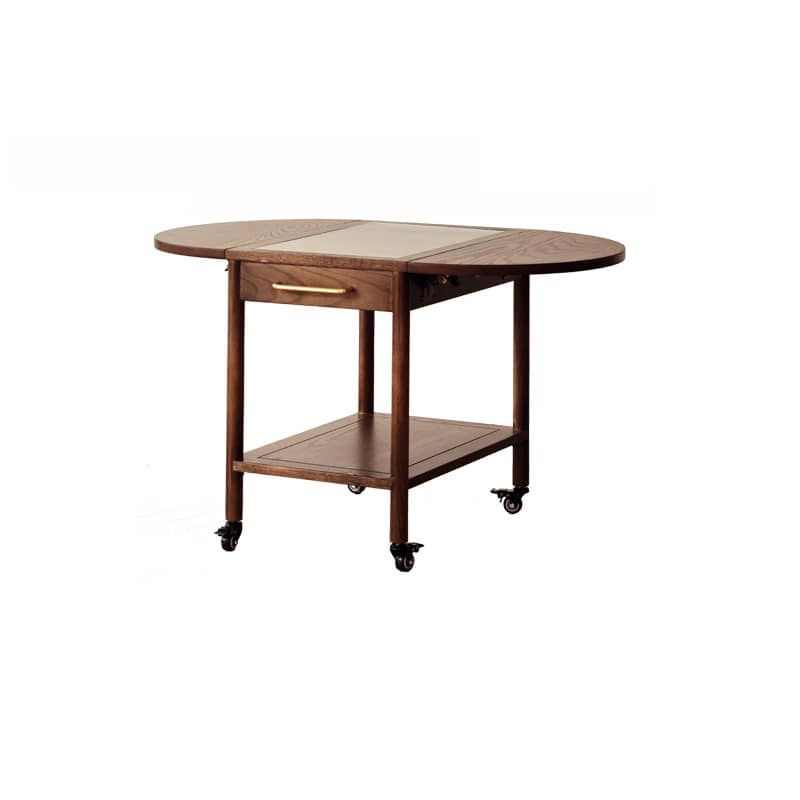 Modern End Table with Extensible Top and Wheels – Perfect Design for All Your Rooms  - Natural Brown Finish fyg-666