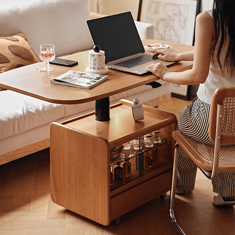 Rectangular Cherry Wood Coffee Table with Storage – Adjustable Lift-Top , Natural Finish for livingroom fyg-667