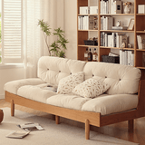 Elegant Off-White Sofa with Natural Wood Accents & Durable Scratch-Resistant Fabric fyg-673