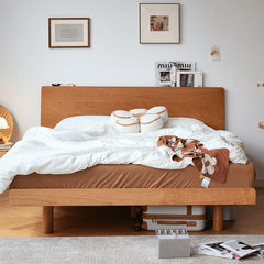 Modern Cal King Cherry Wood Bed Frame sturdy Queen Size Design for Your Bedroom fyg-678