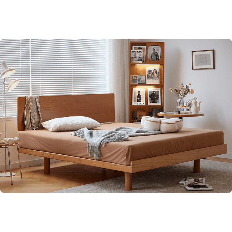 Modern Cal King Cherry Wood Bed Frame sturdy Queen Size Design for Your Bedroom fyg-678