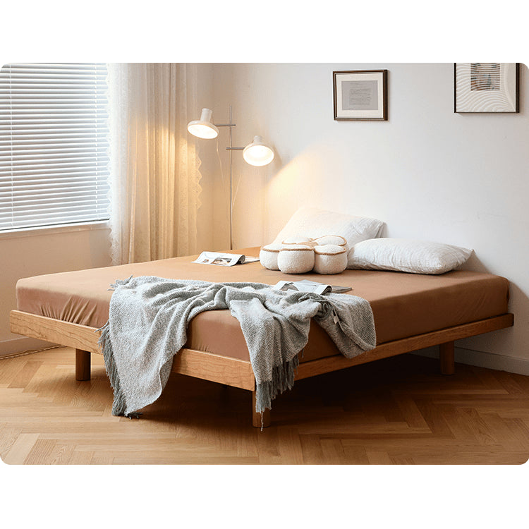 Modern Cal King Cherry Wood Bed Frame sturdy Queen Size Design for Your Bedroom fyg-678