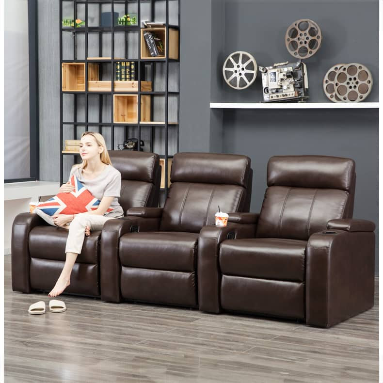 Stylish Dark Brown Sofa - Durable Nano Leather with Metal Frame and Silicon Fill fykl-447