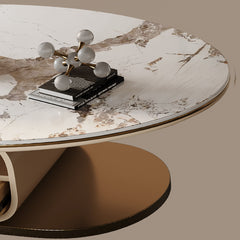 Modern Tea Table - Sintered Stone Top with Stainless Steel & Solid Wood Base fym-2580