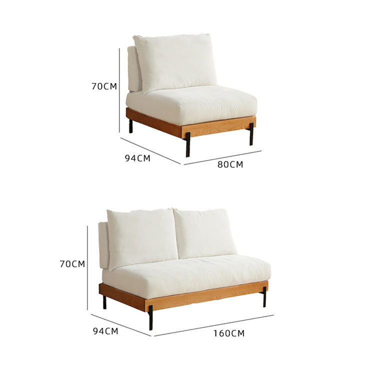 Elegant Off White Sofa with Cherry Wood Accents and Plush Corduroy Finish fyx-829