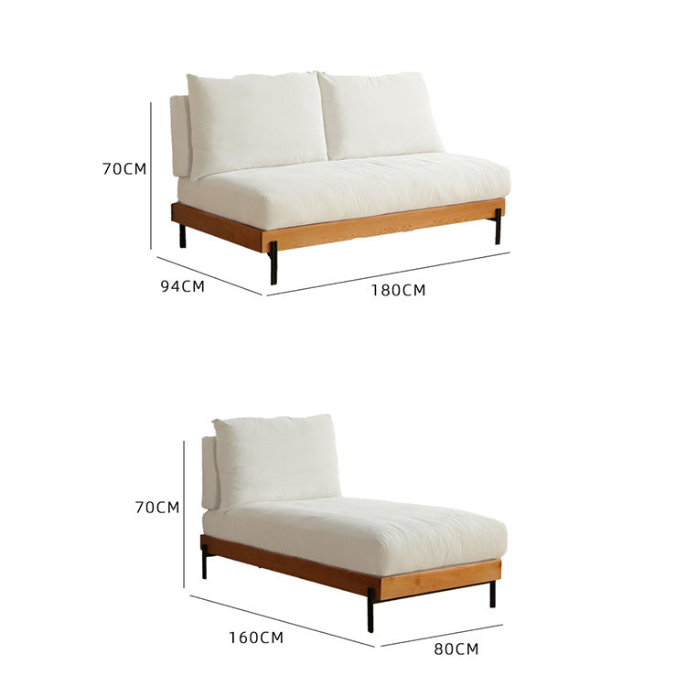 Elegant Off White Sofa with Cherry Wood Accents and Plush Corduroy Finish fyx-829