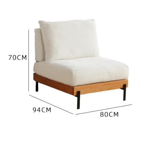 Elegant Off White Sofa with Cherry Wood Accents and Plush Corduroy Finish fyx-829