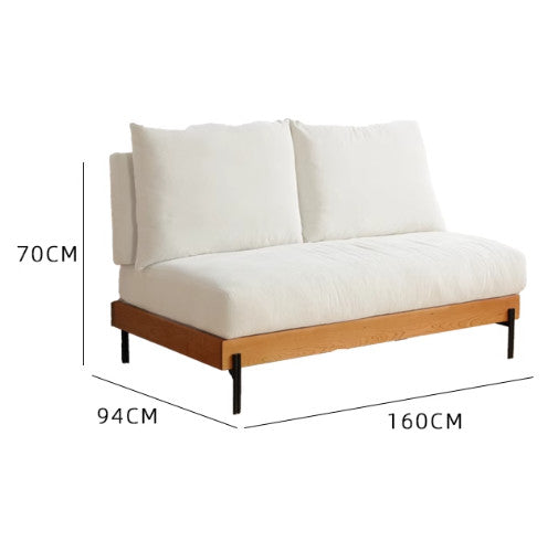 Elegant Off White Sofa with Cherry Wood Accents and Plush Corduroy Finish fyx-829