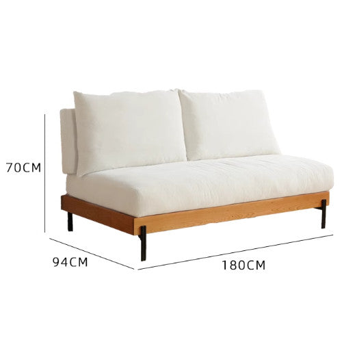 Elegant Off White Sofa with Cherry Wood Accents and Plush Corduroy Finish fyx-829