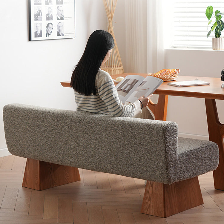 Stylish Light Brown Ash Wood Stool with Comfortable Foam & Polyester Seat fyx-831