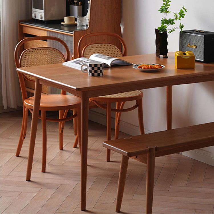 Modern Rectangular Oak & Cherry Wood Dining Table with 4 Legs for 6 Person fyx-834