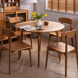 Extendable Round Wooden Dining Table in Natural Wood Color for 6-8 Person fyx-836