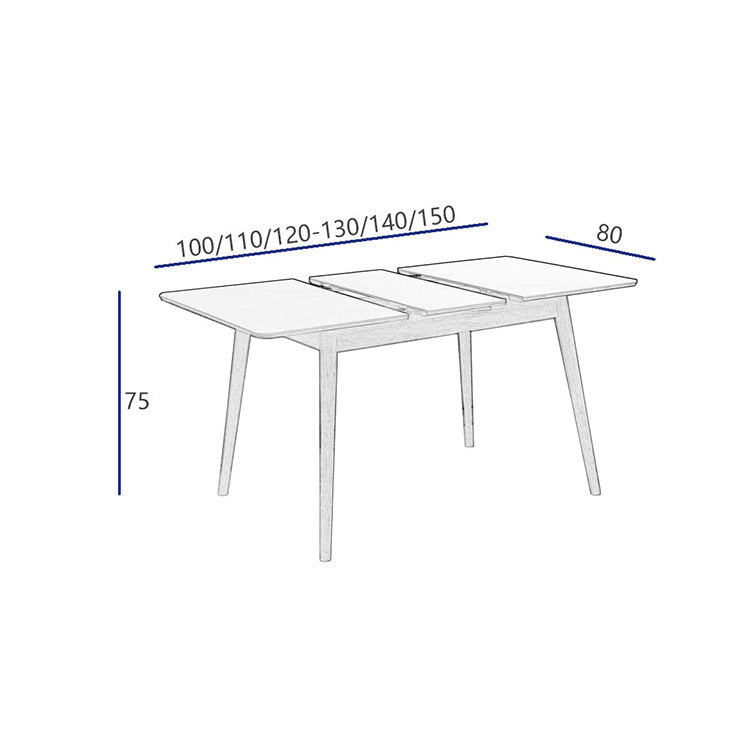 Rectangular Extendable Dining Table with Marble Top & Wood Frame for 6-8 Seater fyx-838