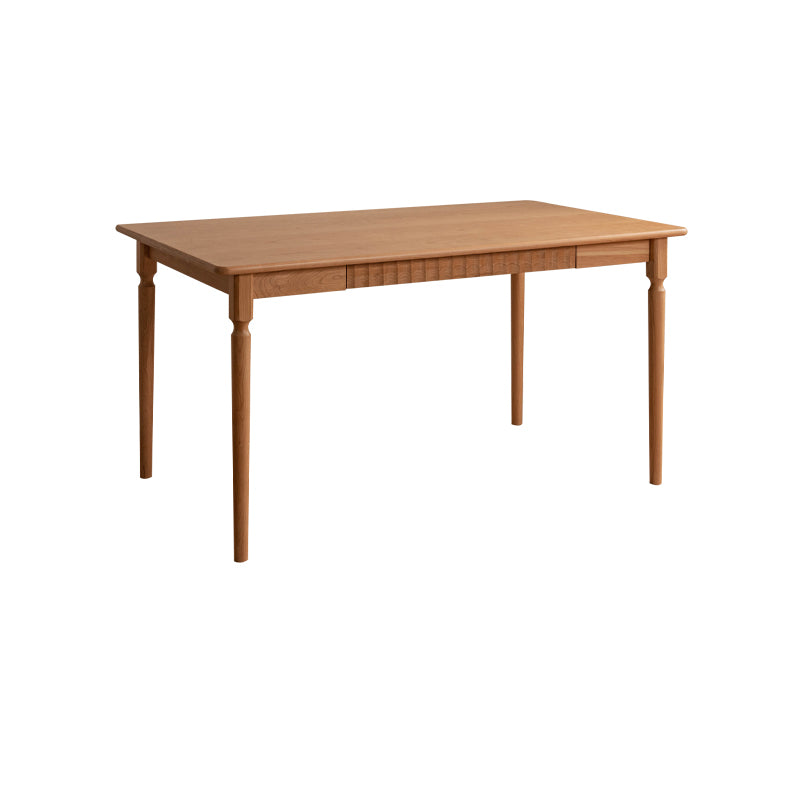 Modern Rectangular Cherry Wood Dining Table in Natural Wood Color for 6 fyx-839