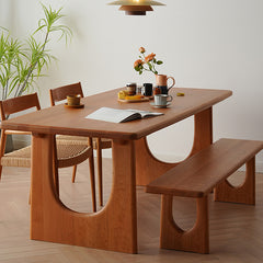 Modern Rectangular Wooden Dining Table with Double Pedestals for 8 Person fyx-841