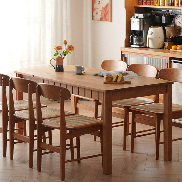 Extendable Rectangular Cherry Wood Dining Table for 6-8 Person - Perfect for Diningroom fyx-844