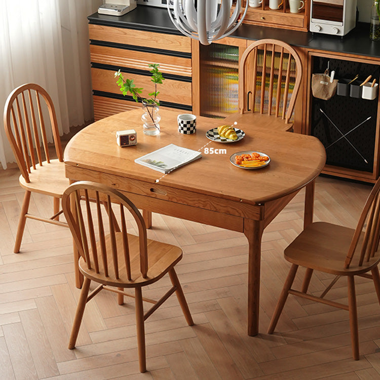 Folding Round Dining Table for 6-8 Persons- Durable Cherry Wood & Red Oak fyx-845