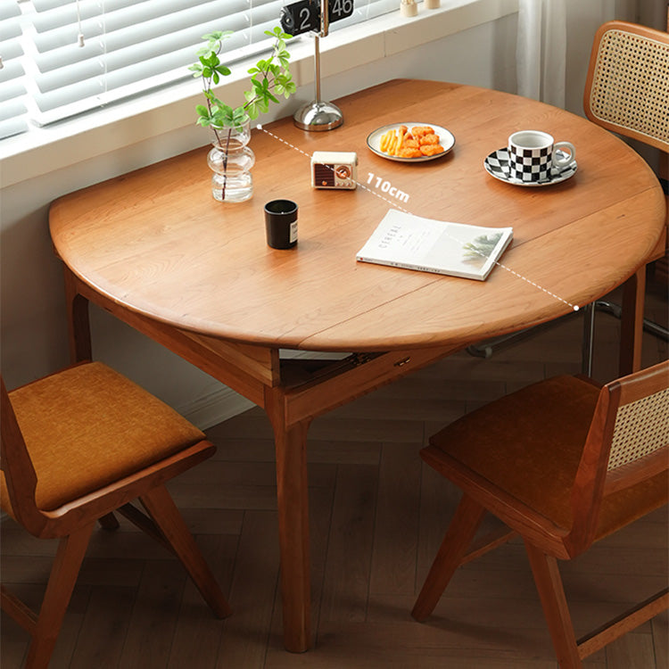 Folding Round Dining Table for 6-8 Persons- Durable Cherry Wood & Red Oak fyx-845