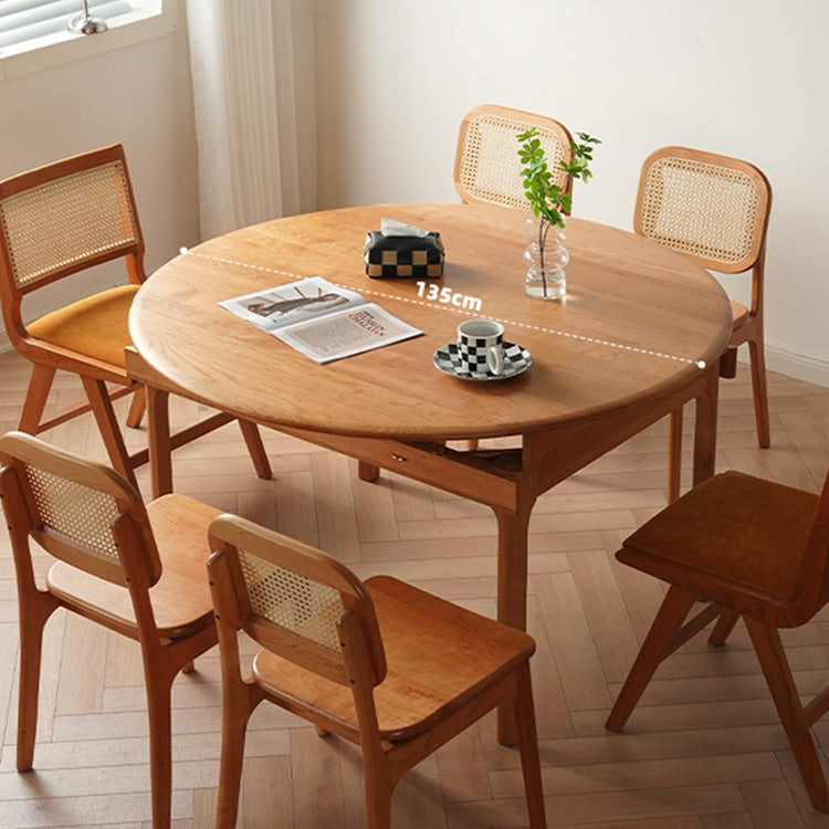 Folding Round Dining Table for 6-8 Persons- Durable Cherry Wood & Red Oak fyx-845