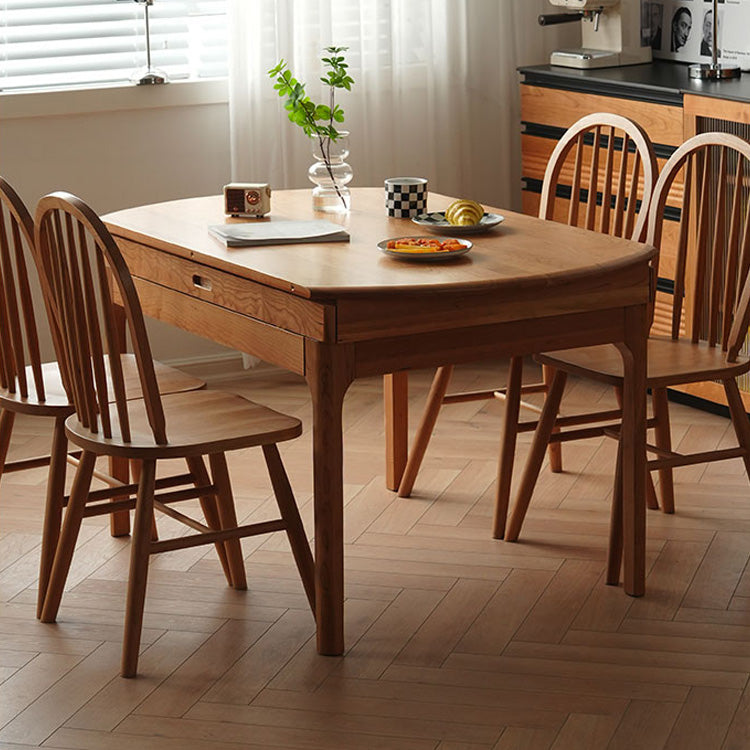 Folding Round Dining Table for 6-8 Persons- Durable Cherry Wood & Red Oak fyx-845