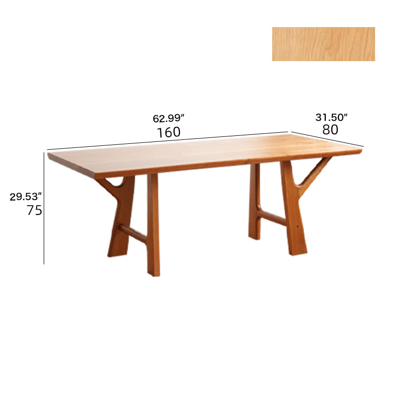 Rectangular Cherry Wood Dining Table Double Pedestals Design for 6  fyx-847