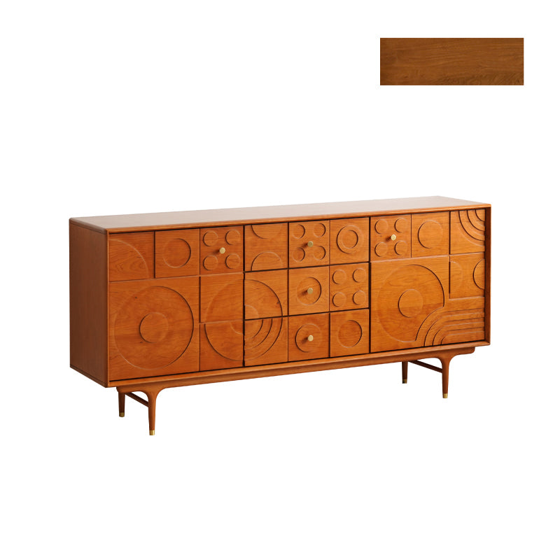 Elegant Brown Cherry Wood Cabinet with Distinctive Copper Accents - Natural Wood Finish fyx-850