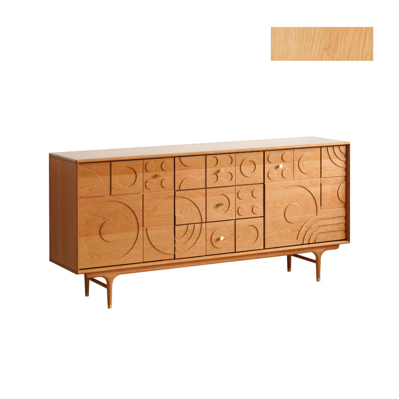 Elegant Brown Cherry Wood Cabinet with Distinctive Copper Accents - Natural Wood Finish fyx-850