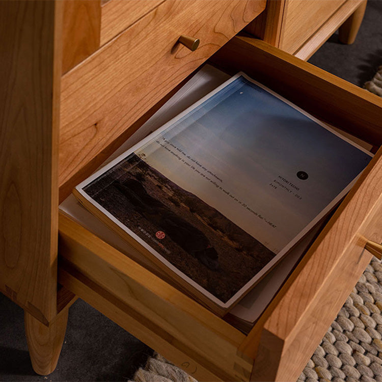 Elegant Oak and Cherry Wood Glass Cabinet with Copper Accents - Versatile Paulownia Storage Solution fyx-856