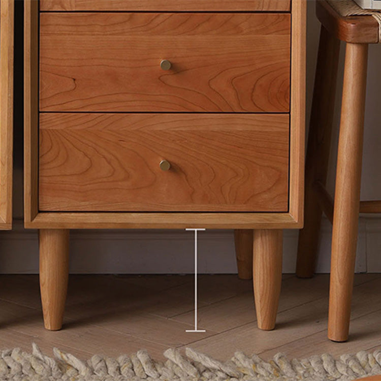 Elegant Oak and Cherry Wood Glass Cabinet with Copper Accents - Versatile Paulownia Storage Solution fyx-856