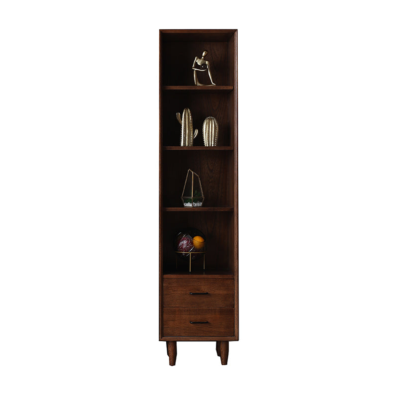 Elegant Brown Cherry and Paulownia Wood Cabinet with Glass and Metal Accents fyx-857