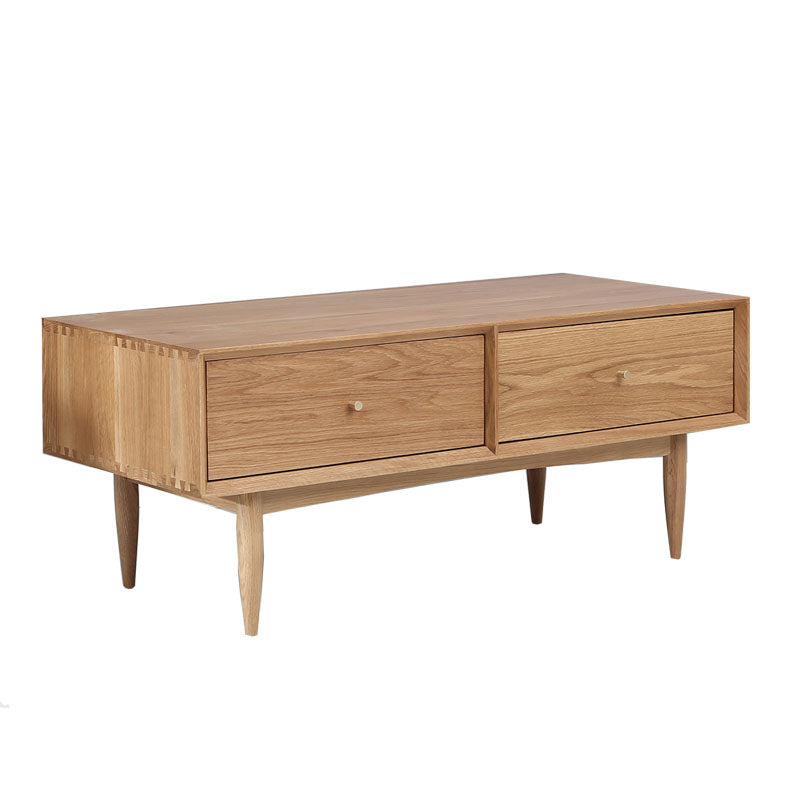 Rectangular Natural Wood Color Coffee Table with Drawers Storage - Modern for LIvingroom fyx-866