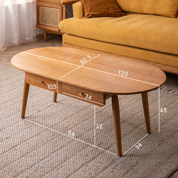 Oval Wooden Coffee Table with Storage - Minimalistic Design for LIvingroom fyx-867