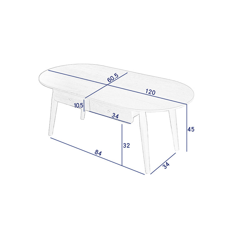 Oval Wooden Coffee Table with Storage - Minimalistic Design for LIvingroom fyx-867