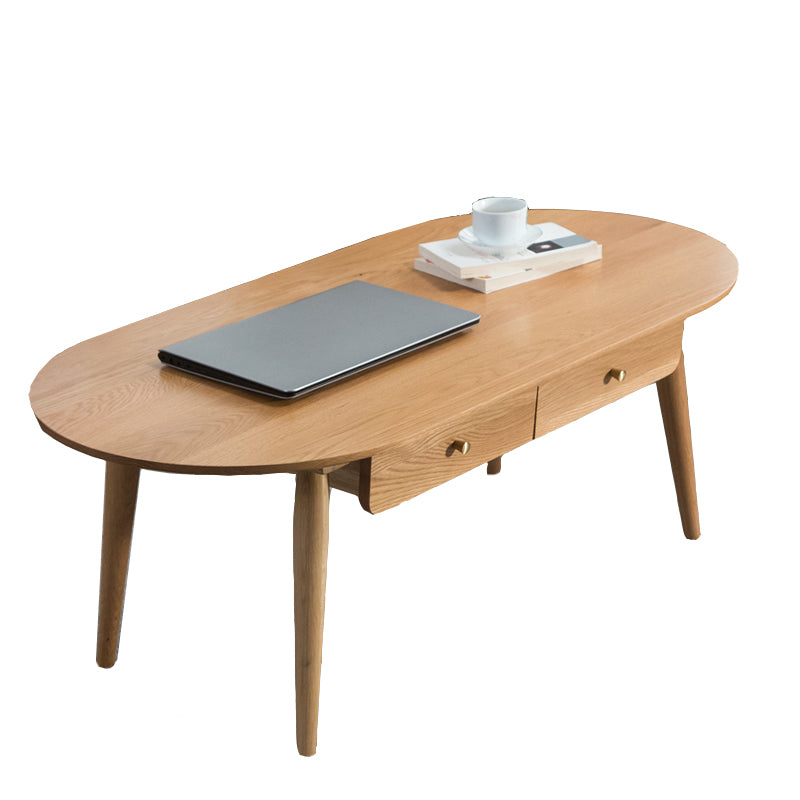 Oval Wooden Coffee Table with Storage - Minimalistic Design for LIvingroom fyx-867