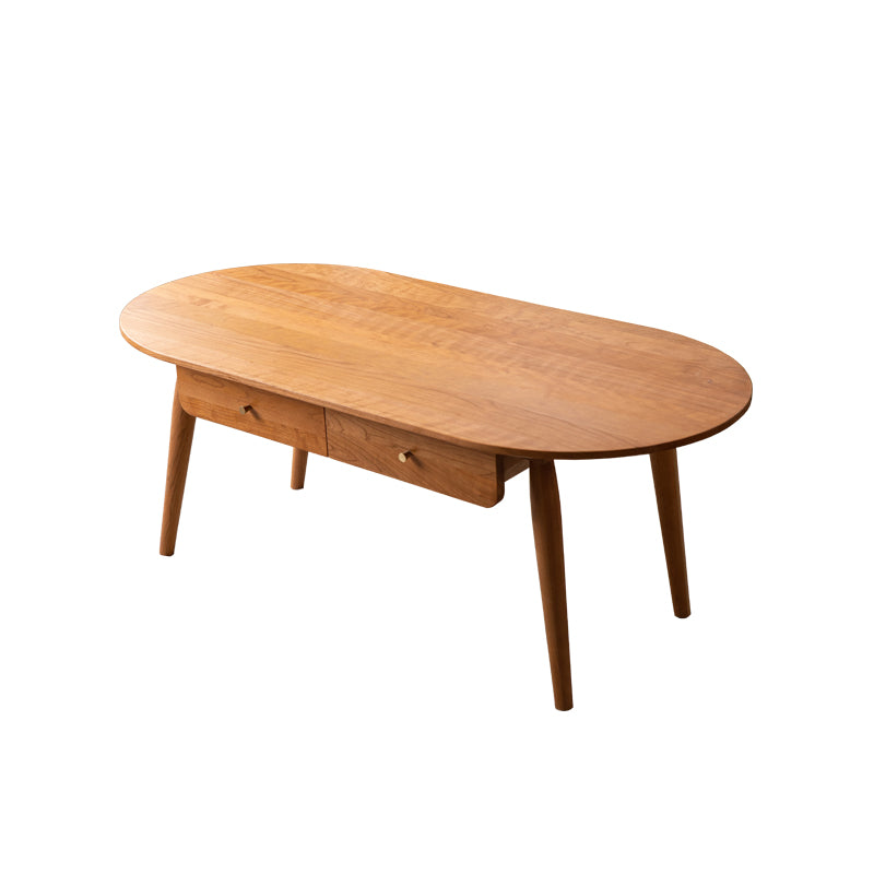 Oval Wooden Coffee Table with Storage - Minimalistic Design for LIvingroom fyx-867