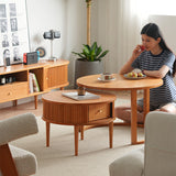 2-Pieces Round Wooden Coffee Table with Storage - Modern Design for LIvingroom fyx-870