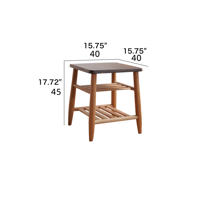 Stylish End Table in Cherry Wood & Walnut with Elegant Rattan Design fyx-874