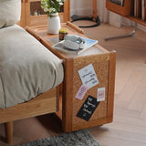 Stylish Cherry Wood End Table with Tempered Glass Top – Elegant Natural Finish fyx-878