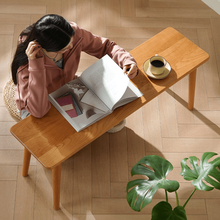 Elegant Oak and Cherry Wood Stool - Natural Finish for Timeless Style fyx-885