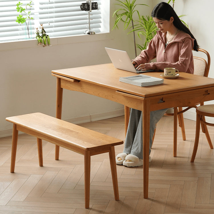 Elegant Oak and Cherry Wood Stool - Natural Finish for Timeless Style fyx-885