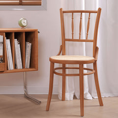 Minimalistic Beech Wood Dining Chair Collections with Rattan Design for Diningroom fyx-888