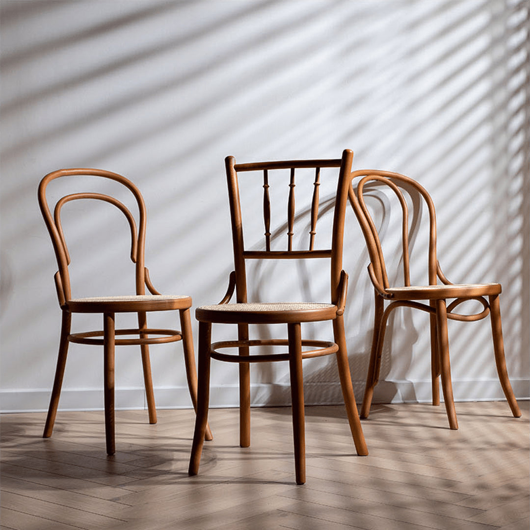 Minimalistic Beech Wood Dining Chair Collections with Rattan Design for Diningroom fyx-888