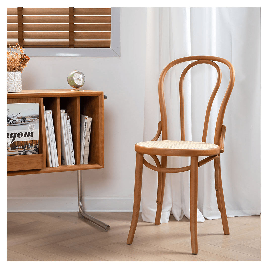 Minimalistic Beech Wood Dining Chair Collections with Rattan Design for Diningroom fyx-888