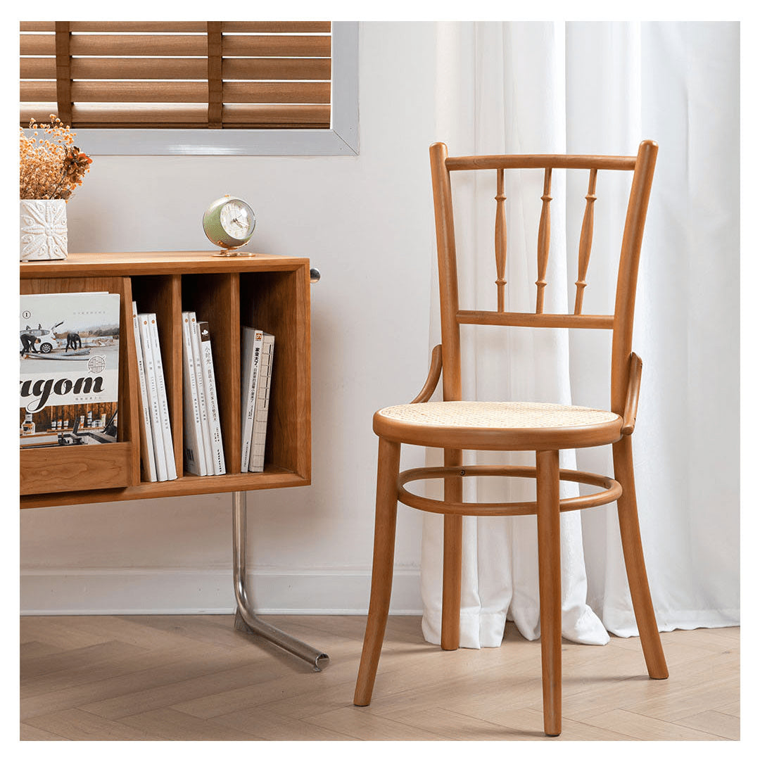 Minimalistic Beech Wood Dining Chair Collections with Rattan Design for Diningroom fyx-888