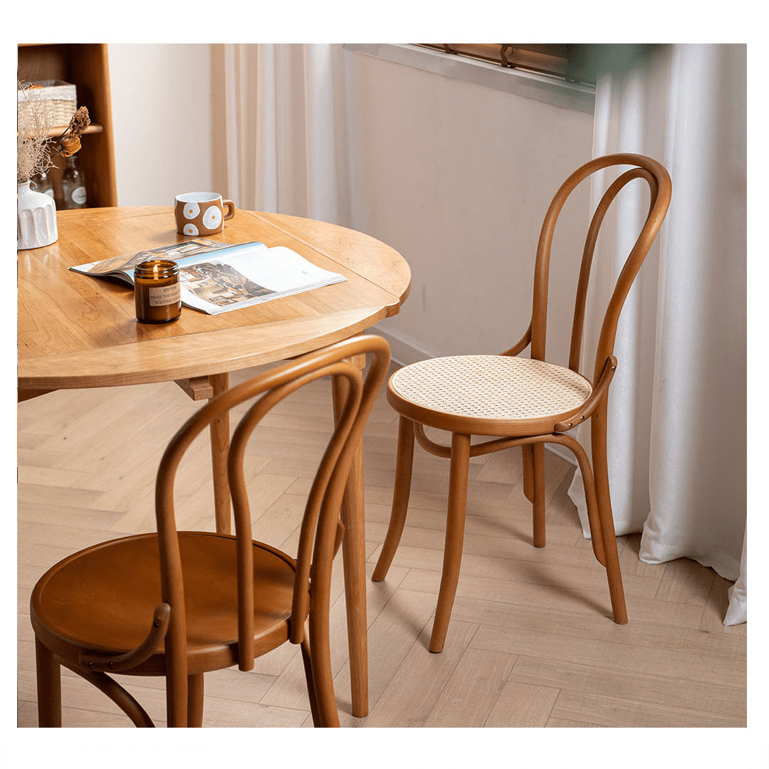 Minimalistic Beech Wood Dining Chair Collections with Rattan Design for Diningroom fyx-888