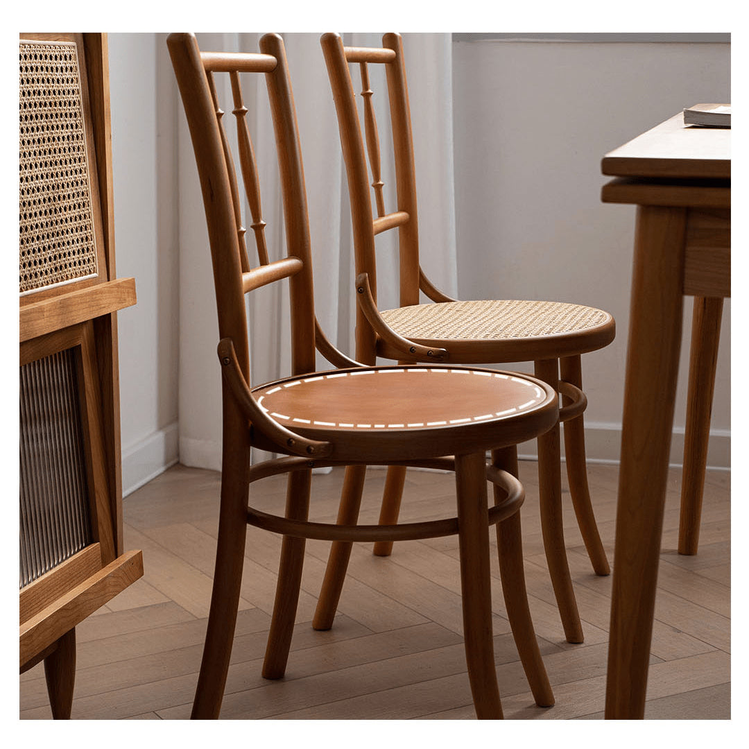 Minimalistic Beech Wood Dining Chair Collections with Rattan Design for Diningroom fyx-888