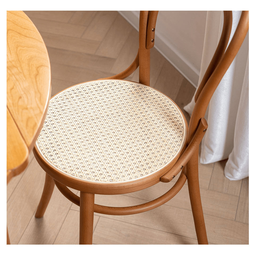 Minimalistic Beech Wood Dining Chair Collections with Rattan Design for Diningroom fyx-888