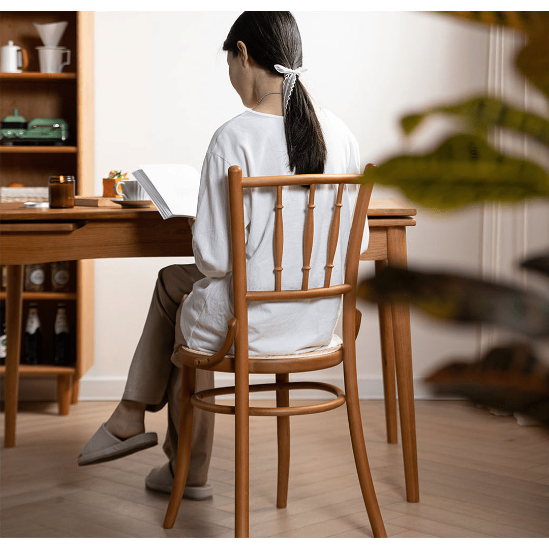 Minimalistic Beech Wood Dining Chair Collections with Rattan Design for Diningroom fyx-888