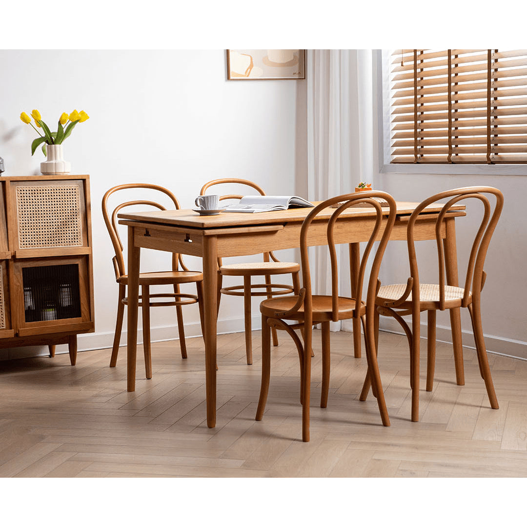 Minimalistic Beech Wood Dining Chair Collections with Rattan Design for Diningroom fyx-888