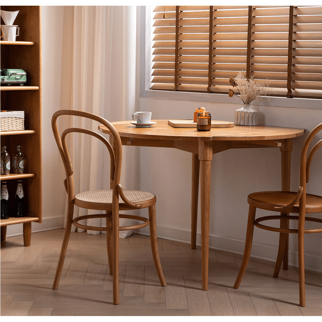 Minimalistic Beech Wood Dining Chair Collections with Rattan Design for Diningroom fyx-888